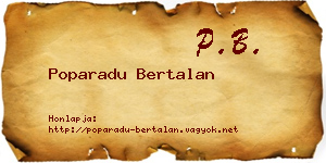 Poparadu Bertalan névjegykártya